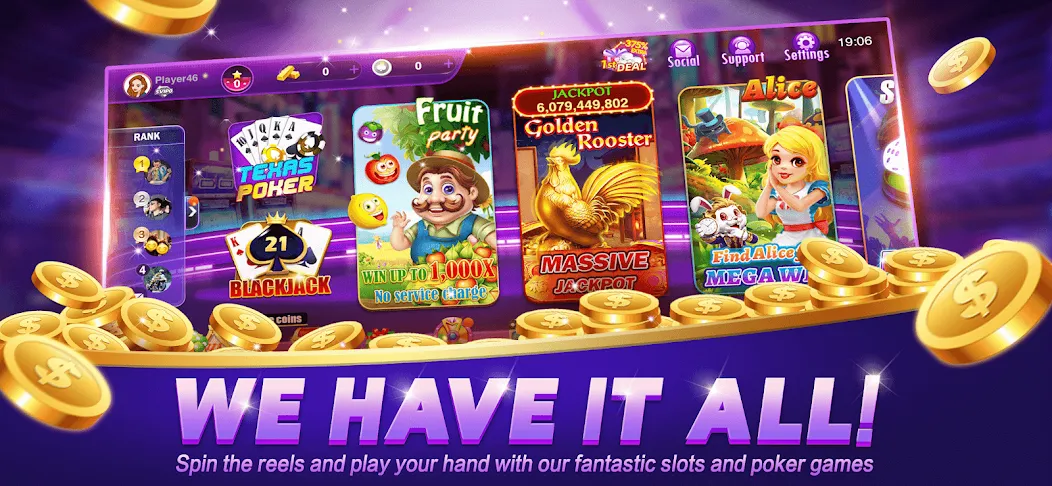 Happy Poker Slots (Хэппи Покер Слоты) [МОД: Деньги, Монеты и Меню MOD] Screenshot 1