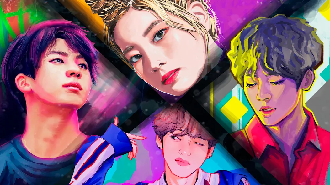 Kpop Paint by Numbers BT21 [МОД: Меню, Бесконечные монеты и Открытые уровни] Screenshot 2