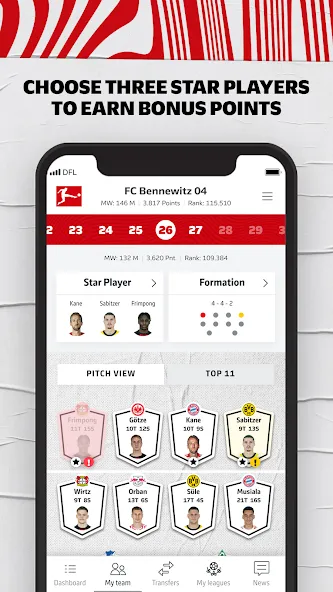 Bundesliga Fantasy Manager (Бундеслига Фэнтези Менеджер) [МОД: Меню, Бесконечные монеты и Открытые уровни] Screenshot 3