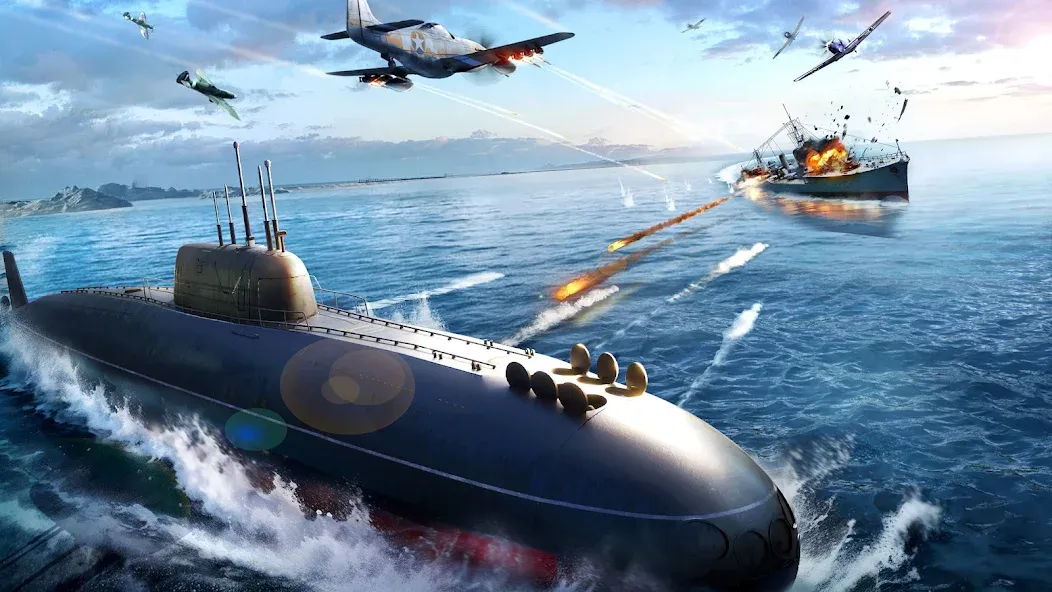 Sea War: Raid (Юбоат) [МОД: Все открыто, Дополнительные деньги и Меню MOD] Screenshot 1