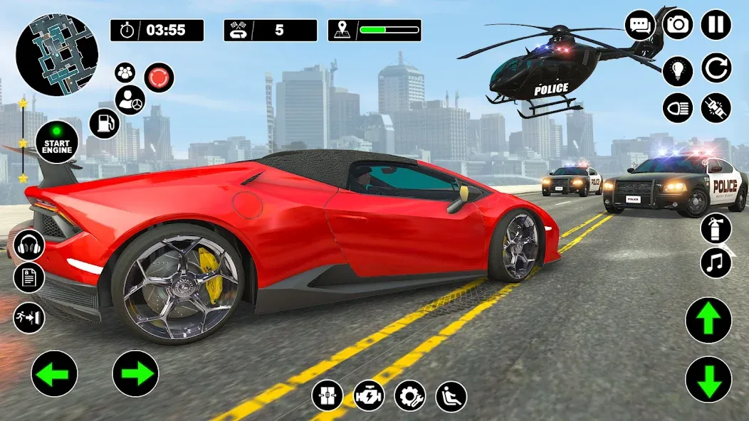 Police Helicopter Chase Game [МОД: Много монет, Открытые уровни и Мега MOD] Screenshot 4