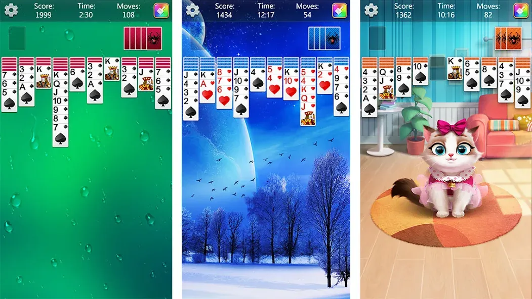Spider Solitaire Fun (Спайдер Солитер Фан) [МОД: Много монет, Открытые уровни и Мега MOD] Screenshot 1