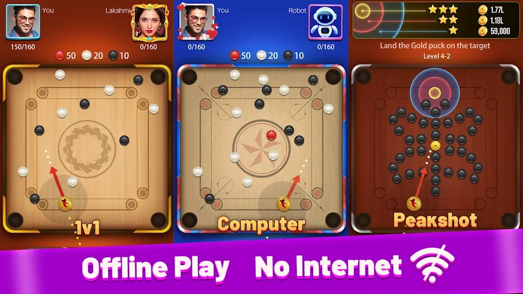 Carrom Meta-Board Disc Game (Карром Мета) [МОД: Деньги, Монеты и Меню MOD] Screenshot 2