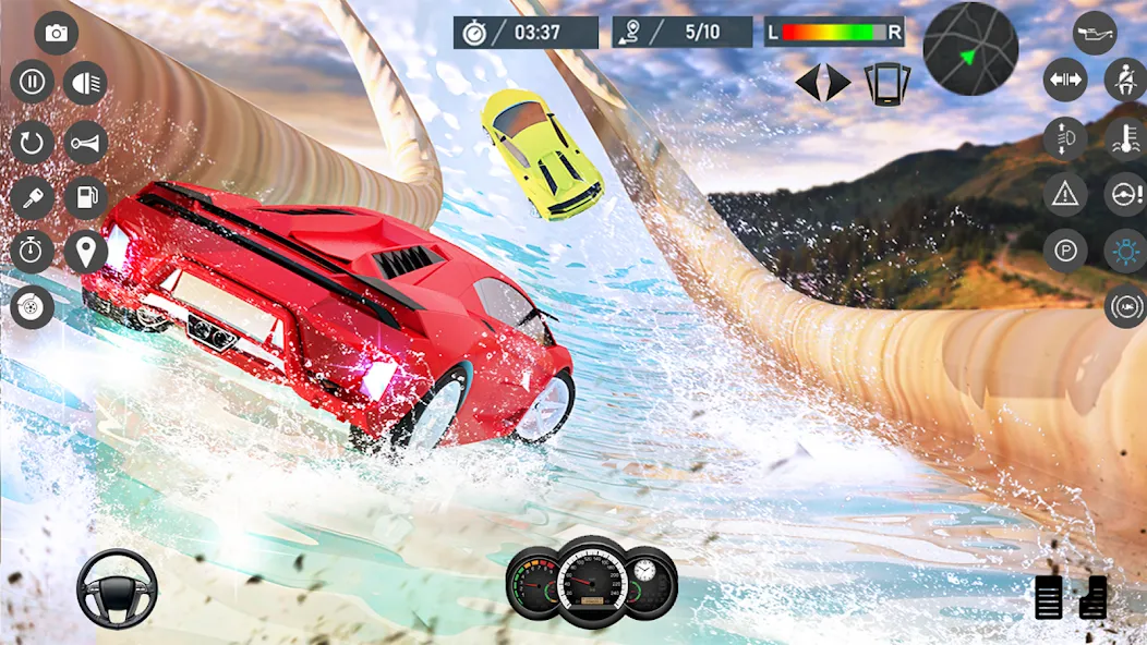 Water Slide Car Race games (Ватер Слайд Кар Рейс игры) [МОД: Меню, Бесконечные монеты и Открытые уровни] Screenshot 1