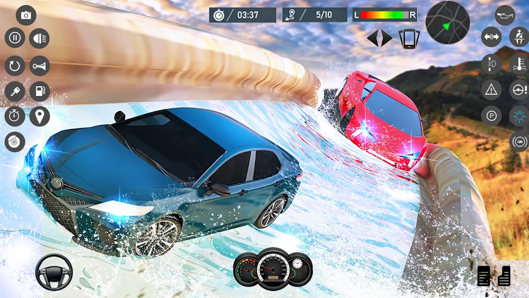 Water Slide Car Race games (Ватер Слайд Кар Рейс игры) [МОД: Меню, Бесконечные монеты и Открытые уровни] Screenshot 2
