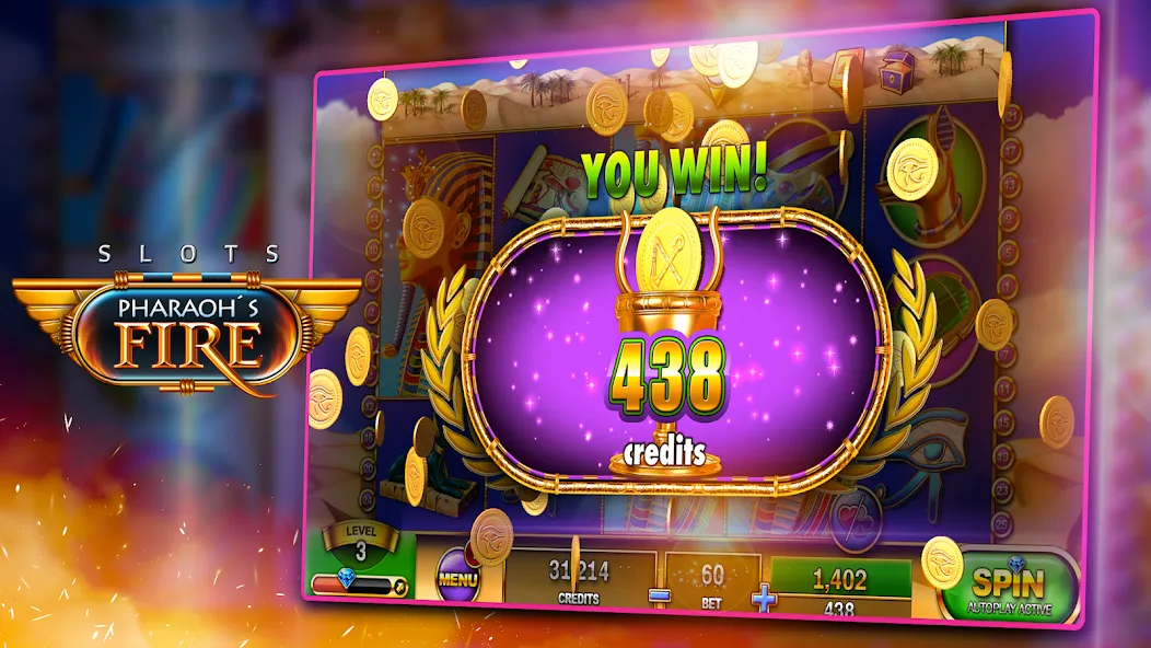 Slots - Pharaoh's Fire (Слоты) [МОД: Все открыто, Дополнительные деньги и Меню MOD] Screenshot 3