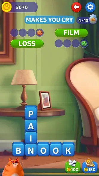 Kitty Scramble: Word Game [МОД: Меню, Бесконечные монеты и Открытые уровни] Screenshot 5