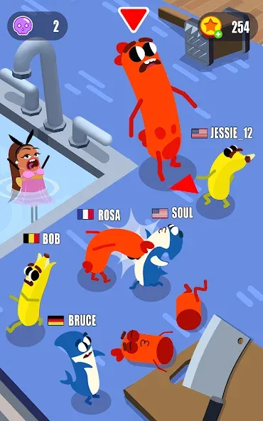 Sausage Wars.io [МОД: Меню, Бесконечные монеты и Открытые уровни] Screenshot 1