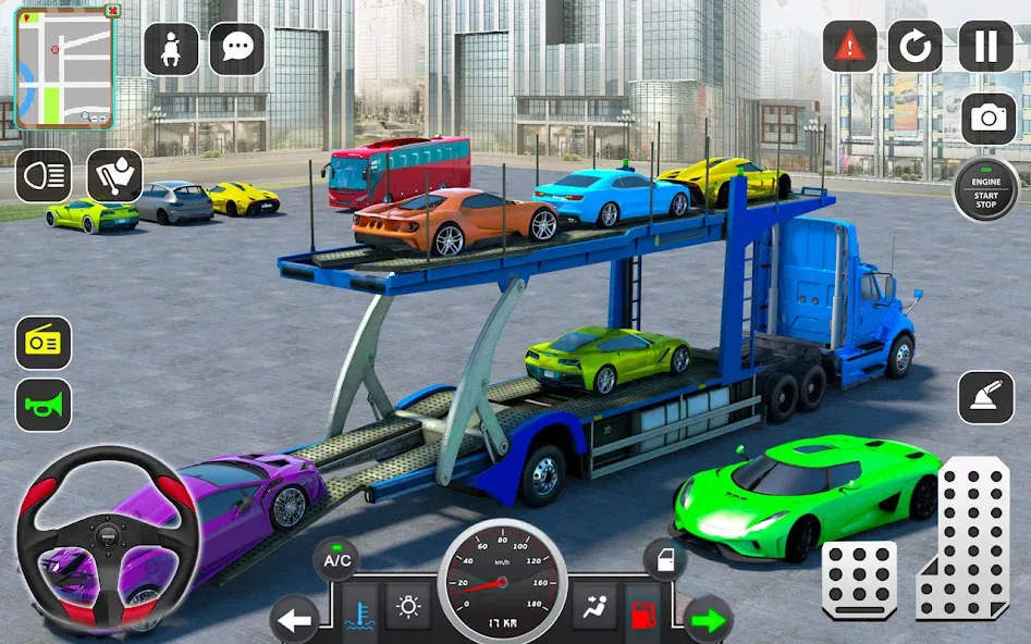 Trailer Truck Car Transport 3D [МОД: Все открыто, Дополнительные деньги и Меню MOD] Screenshot 1