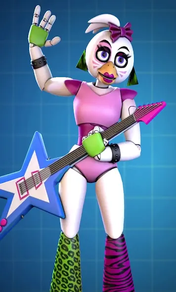 Glamrock Chica Workshop Glitch (Гламрок Чика Мастерская Глитч) [МОД: Бесконечные деньги, Монеты и Мега MOD] Screenshot 1