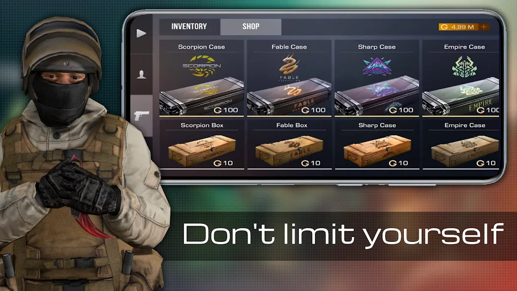 Case guns Simulator Standoff 2 [МОД: Все открыто, Дополнительные деньги и Меню MOD] Screenshot 4