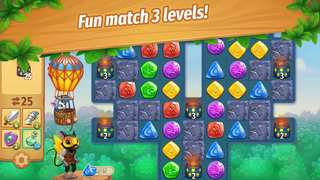 Strongblade: Match 3 Game (Стронгблейд) [МОД: Меню, Бесконечные монеты и Открытые уровни] Screenshot 2