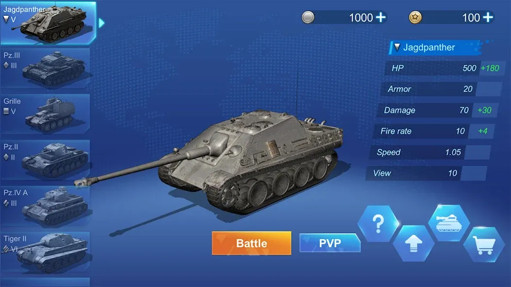 Ace Tank [МОД: Все открыто, Дополнительные деньги и Меню MOD] Screenshot 1