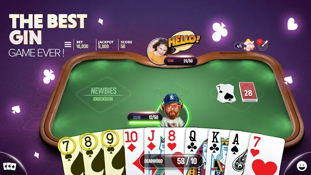Gin Rummy Extra - Online Rummy (Джин Рамми Экстра) [МОД: Много монет, Открытые уровни и Мега MOD] Screenshot 1