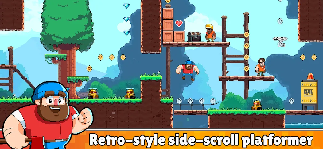 Timberman The Big Adventure (Тимбермен Большое Приключение) [МОД: Много монет, Открытые уровни и Мега MOD] Screenshot 3