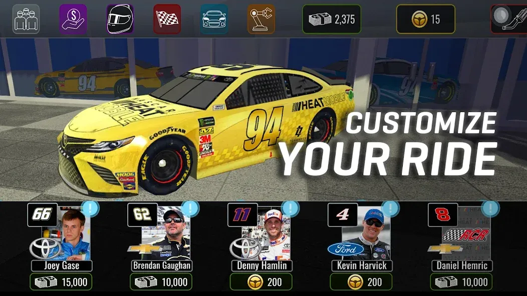 NASCAR Heat Mobile (НАСКАР Хит Мобилай) [МОД: Деньги, Монеты и Меню MOD] Screenshot 2