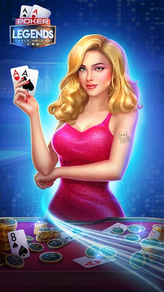 Poker Legends - Texas Hold'em (Покер Легенды) [МОД: Много денег, Монет и Все открыто] Screenshot 1
