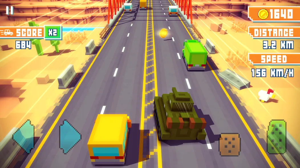 Blocky Highway: Traffic Racing (Блоки Хайвей) [МОД: Все открыто, Дополнительные деньги и Меню MOD] Screenshot 1