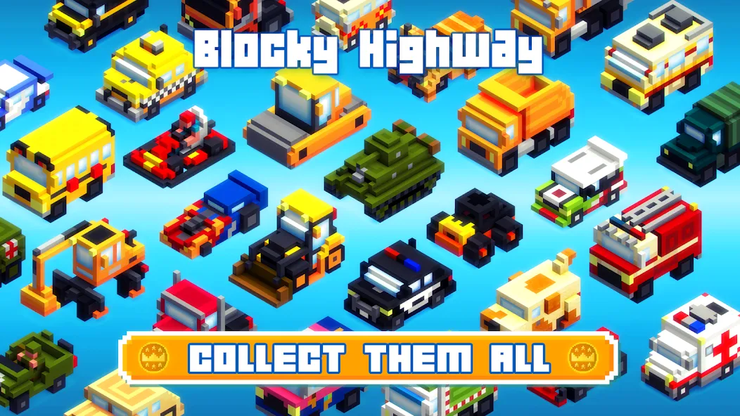 Blocky Highway: Traffic Racing (Блоки Хайвей) [МОД: Все открыто, Дополнительные деньги и Меню MOD] Screenshot 3