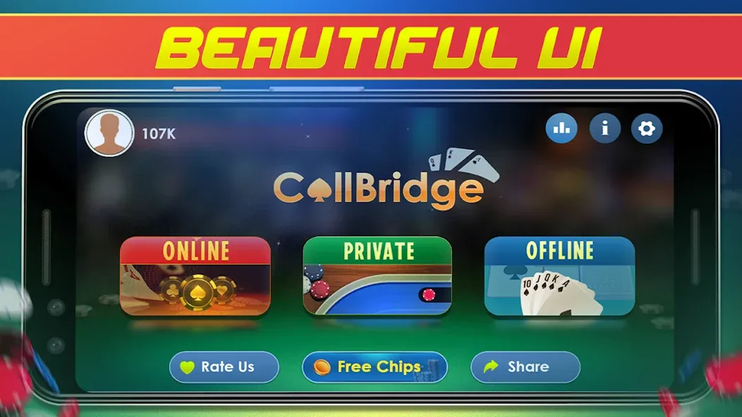Call Bridge Card Game - Spades (Карточная игра Колл Бридж) [МОД: Много монет, Открытые уровни и Мега MOD] Screenshot 1