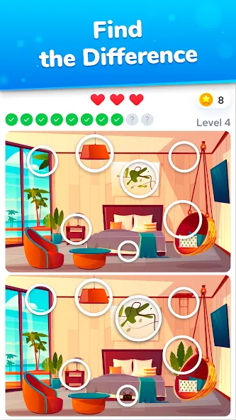 Differences - find & spot them [МОД: Деньги, Монеты и Меню MOD] Screenshot 1