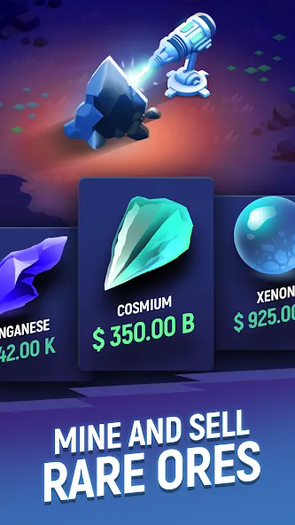 ExoMiner - Idle Miner Universe (ЭксоМайнер) [МОД: Меню, Бесконечные монеты и Открытые уровни] Screenshot 3