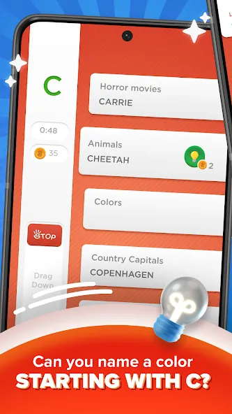 Stop - Categories Word Game [МОД: Все открыто, Дополнительные деньги и Меню MOD] Screenshot 3