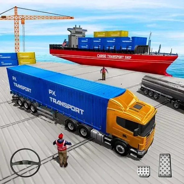 Cargo Transport Truck Driving (Грузовик перевозки грузов) [МОД: Бесконечные деньги, Монеты и Мега MOD] Screenshot 1