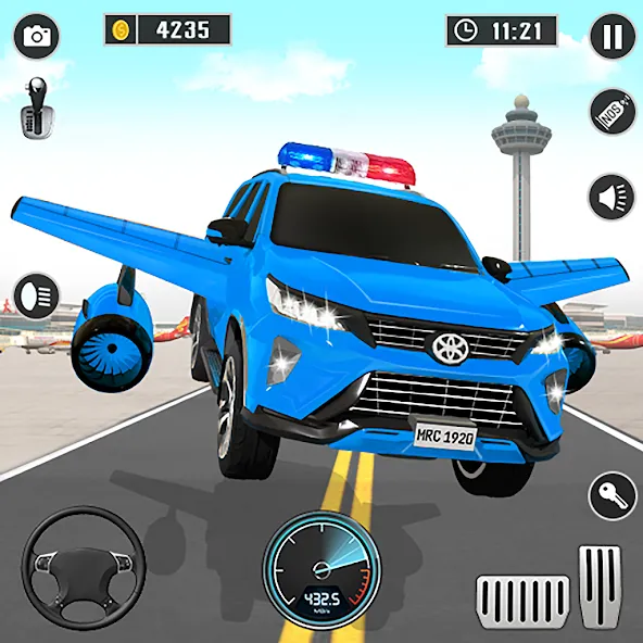 Flying Prado Car Robot Game [МОД: Много монет, Открытые уровни и Мега MOD] Screenshot 1
