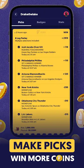 Fliff - Sports Picks (Флифф) [МОД: Много денег, Монет и Все открыто] Screenshot 2