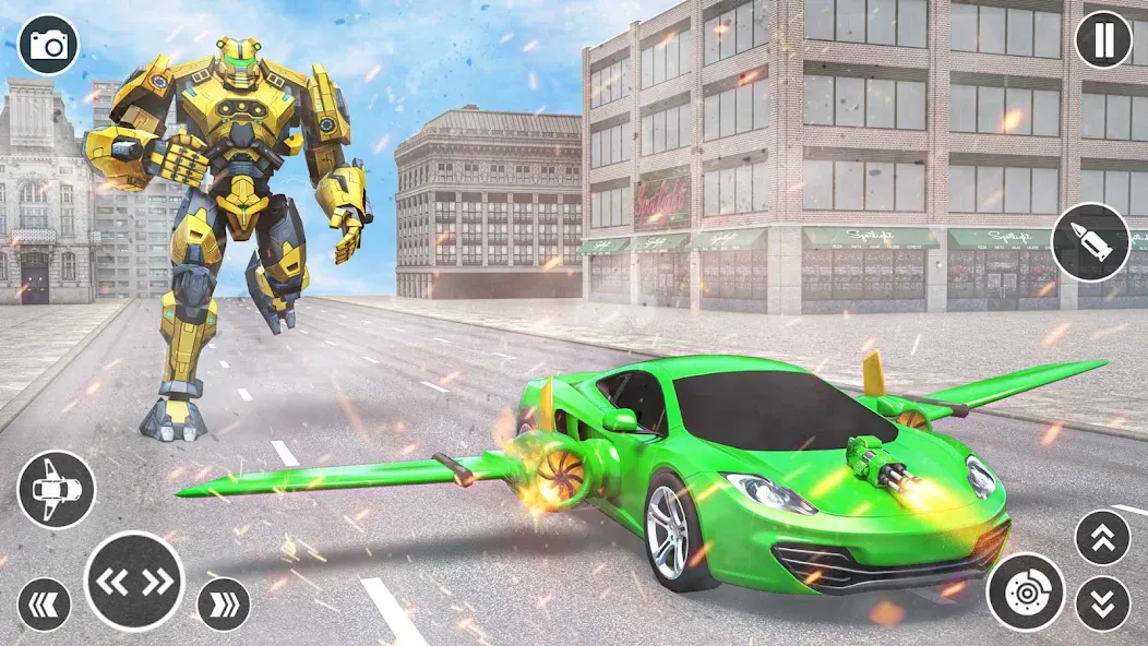Flying Car Robot Shooting Game [МОД: Деньги, Монеты и Меню MOD] Screenshot 4
