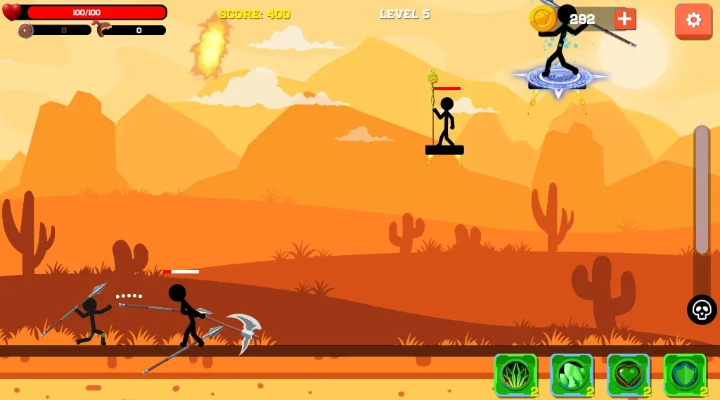 Spear war with Stickman (Спир вар) [МОД: Деньги, Монеты и Меню MOD] Screenshot 1