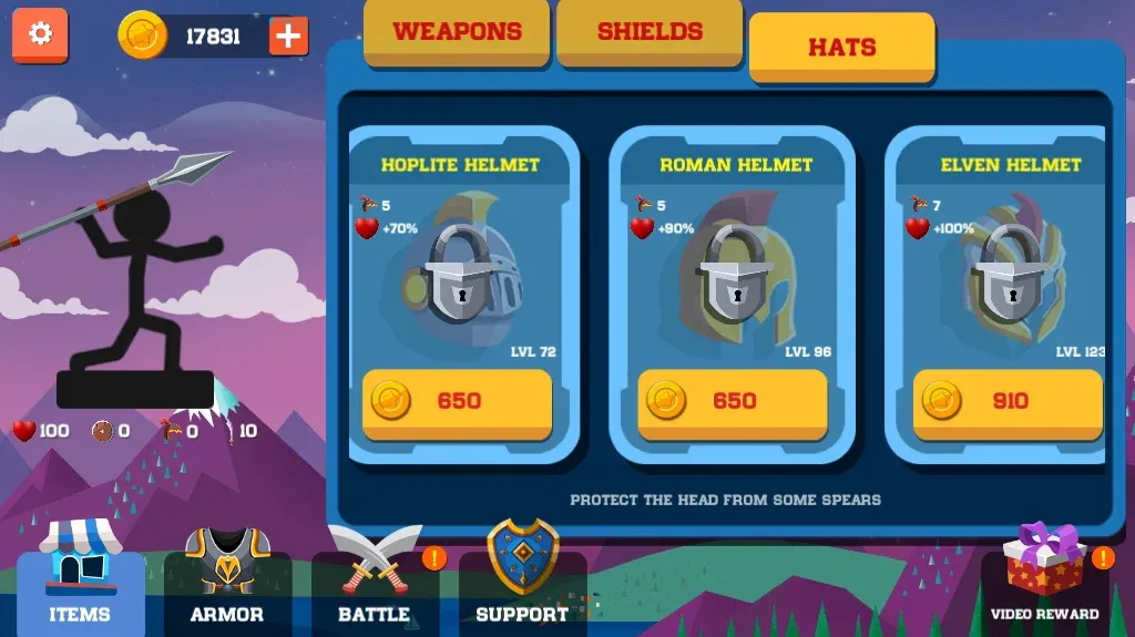 Spear war with Stickman (Спир вар) [МОД: Деньги, Монеты и Меню MOD] Screenshot 5