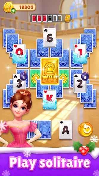 Royal Solitaire Tripeaks [МОД: Меню, Бесконечные монеты и Открытые уровни] Screenshot 1