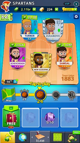 Idle Five Basketball tycoon (Айдл Файв Баскетбольный тайкун) [МОД: Много денег, Монет и Все открыто] Screenshot 3