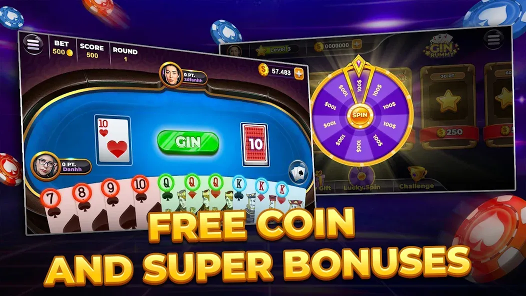 Gin Rummy - Card Game (Джин Рами) [МОД: Деньги, Монеты и Меню MOD] Screenshot 1