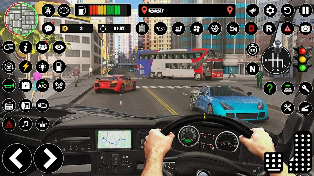 Bus Simulator : 3D Bus Games (Бас Драйвинг Симулятор ПВП Игра) [МОД: Меню, Бесконечные монеты и Открытые уровни] Screenshot 2