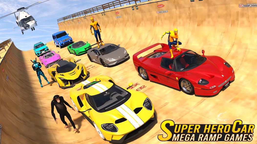 Superhero Car: Mega Ramp Games (Рамп Кар Гейм) [МОД: Все открыто, Дополнительные деньги и Меню MOD] Screenshot 5