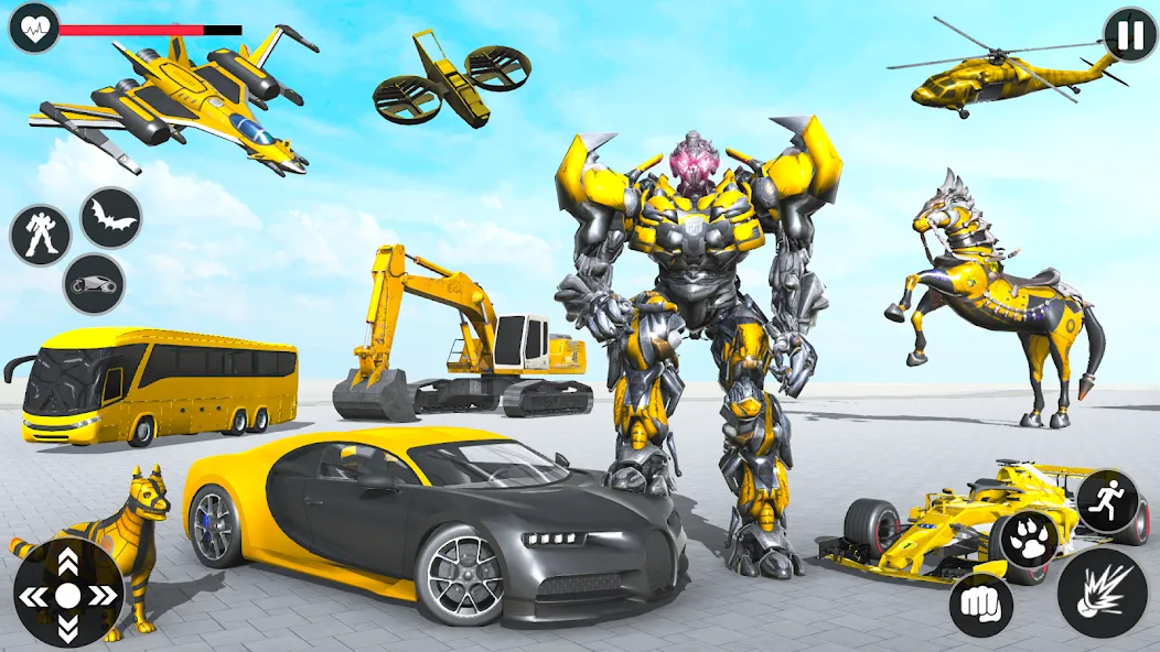 Flying Robot Transforming Game [МОД: Бесконечные деньги, Монеты и Мега MOD] Screenshot 1