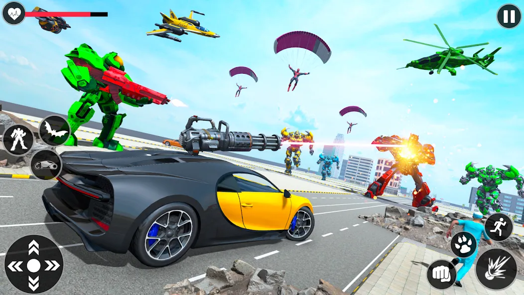 Flying Robot Transforming Game [МОД: Бесконечные деньги, Монеты и Мега MOD] Screenshot 2