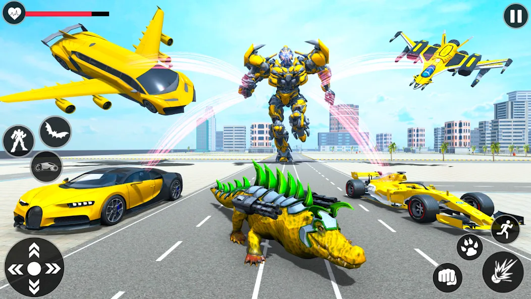 Flying Robot Transforming Game [МОД: Бесконечные деньги, Монеты и Мега MOD] Screenshot 4