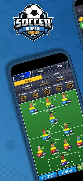 Ultimate Soccer Manager 2024 (Ультимейт Клуб Футбольный Менеджер) [МОД: Бесконечные деньги, Монеты и Мега MOD] Screenshot 1