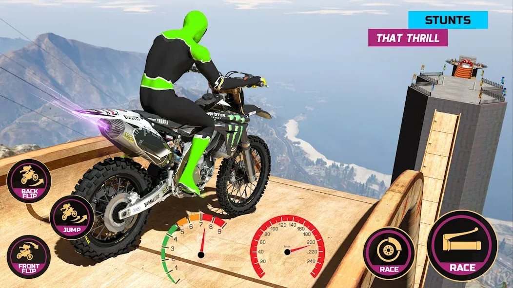 Racing Bike Stunt Games Master (Гонки на мотоциклах Мастер игр в трюки) [МОД: Меню, Бесконечные монеты и Открытые уровни] Screenshot 2