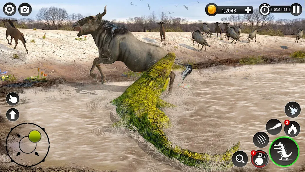 Hungry Animal Crocodile Games [МОД: Много денег, Монет и Все открыто] Screenshot 1