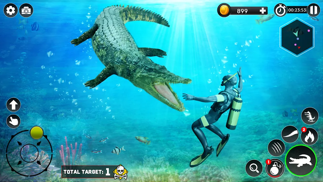 Hungry Animal Crocodile Games [МОД: Много денег, Монет и Все открыто] Screenshot 4