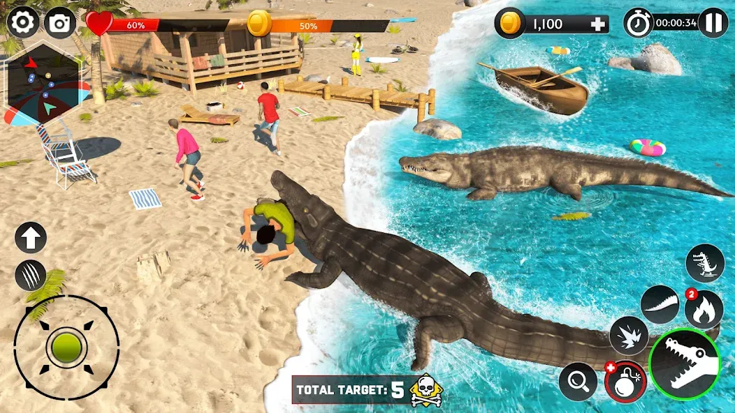 Hungry Animal Crocodile Games [МОД: Много денег, Монет и Все открыто] Screenshot 5