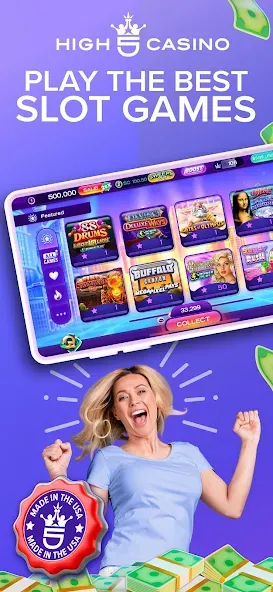 High 5 Casino: Real Slot Games (Хай 5 Казино) [МОД: Много монет, Открытые уровни и Мега MOD] Screenshot 1