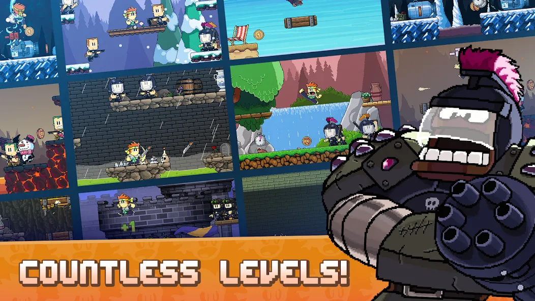 Dan the Man: Action Platformer (Дэн зе Мэн) [МОД: Меню, Бесконечные монеты и Открытые уровни] Screenshot 2