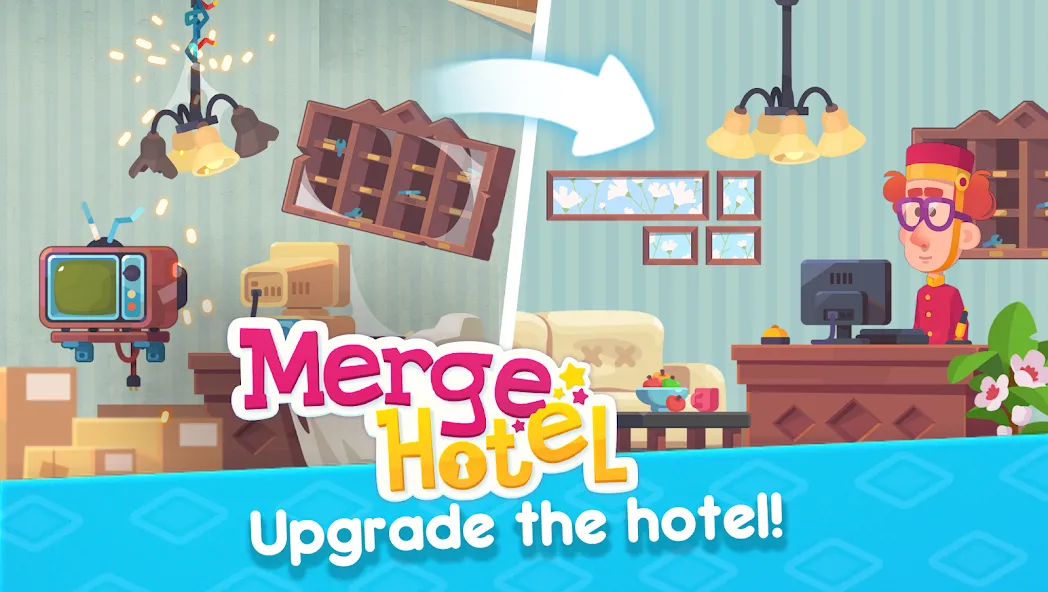 Merge Hotel: Family Story Game (Мердж Отель) [МОД: Меню, Бесконечные монеты и Открытые уровни] Screenshot 3