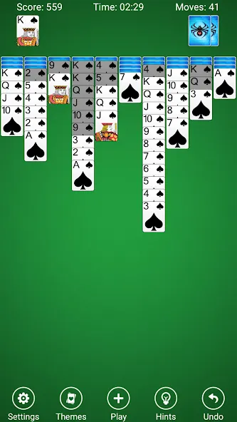 Spider Solitaire [МОД: Много монет, Открытые уровни и Мега MOD] Screenshot 1